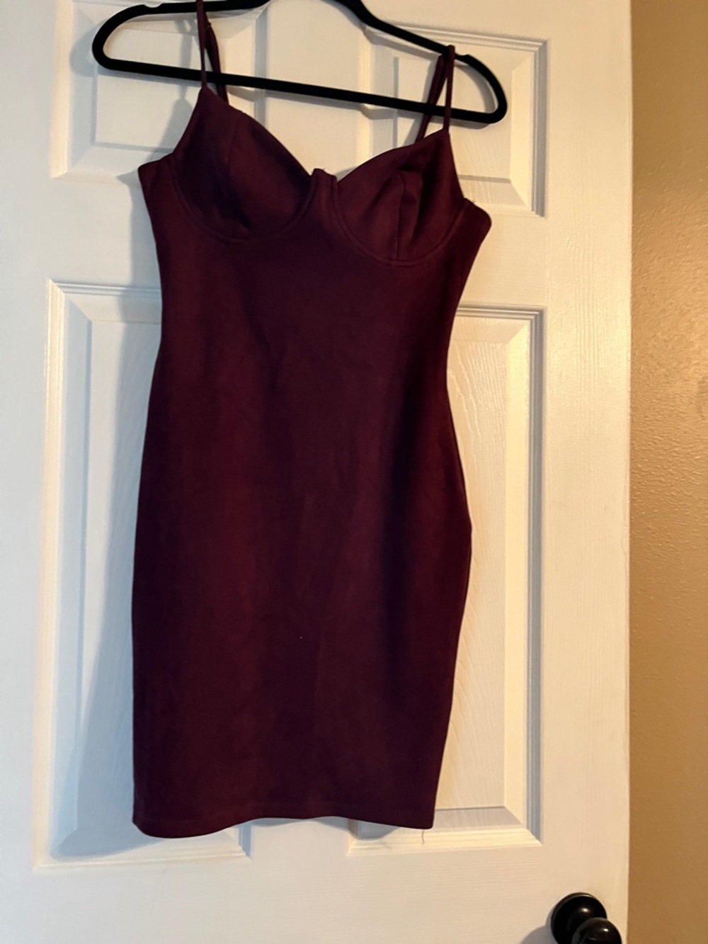 Charlotte Russe Burgundy Bodycon Slip Dress with Spaghetti Straps